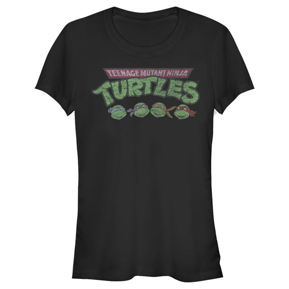 Junior's Teenage Mutant Ninja Turtles Distressed Character Lineup  Graphic Tee Black X Large