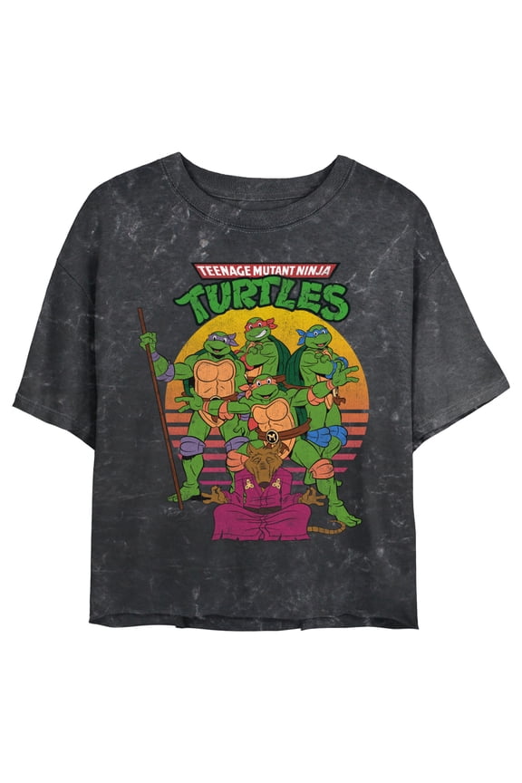 Junior's Teenage Mutant Ninja Turtles Distressed Master Splinter Shot Graphic Crop T-Shirt Black 2X Large
