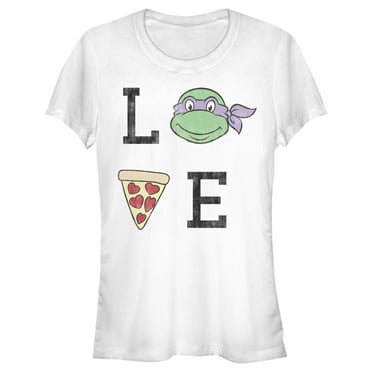 Junior's Teenage Mutant Ninja Turtles Distressed Pizza Love Raphael  Graphic Tee White X Large