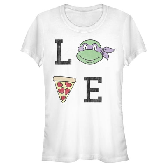 Junior's Teenage Mutant Ninja Turtles Distressed Pizza Love Donatello Graphic Tee