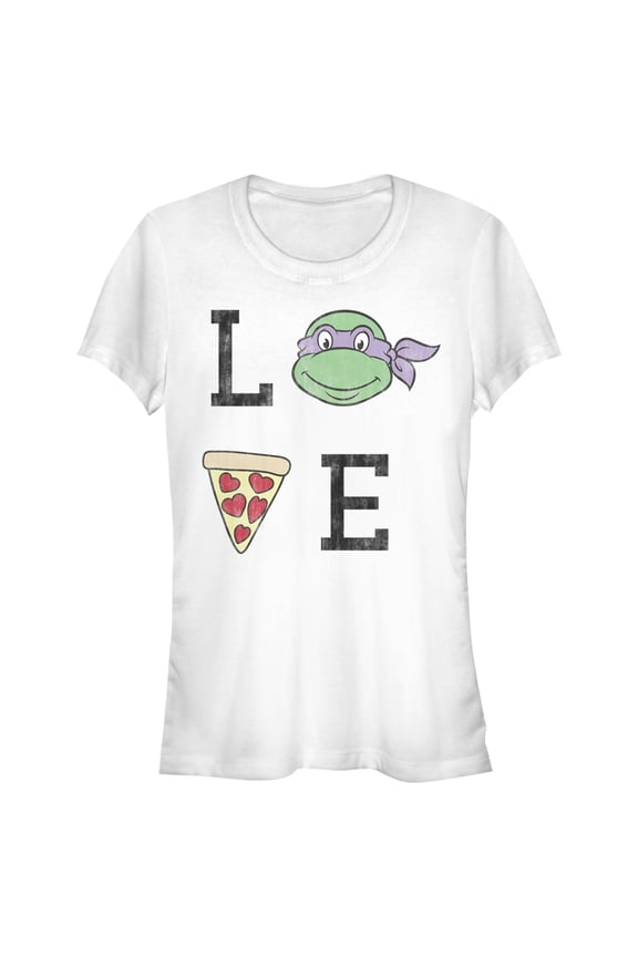 Junior's Teenage Mutant Ninja Turtles Distressed Pizza Love Donatello Graphic Tee