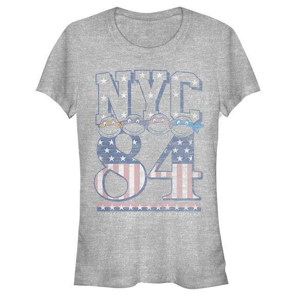 Junior's Teenage Mutant Ninja Turtles Distressed Retro NYC 84 Graphic Tee Athletic Heather Small