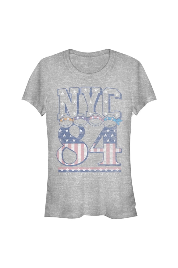 Junior's Teenage Mutant Ninja Turtles Distressed Retro NYC 84 Graphic Tee Athletic Heather X Large
