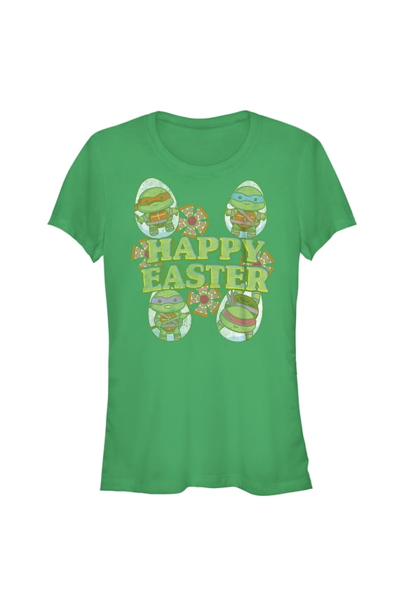 Junior's Teenage Mutant Ninja Turtles Happy Easter Cute Best Friends Graphic Tee Kelly Green X Large