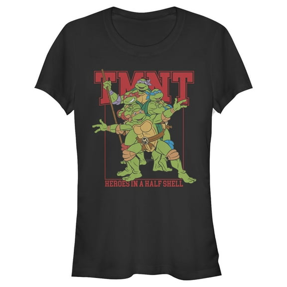 Junior's Teenage Mutant Ninja Turtles Heroes in a Half Shell  Graphic Tee Black 2X Large
