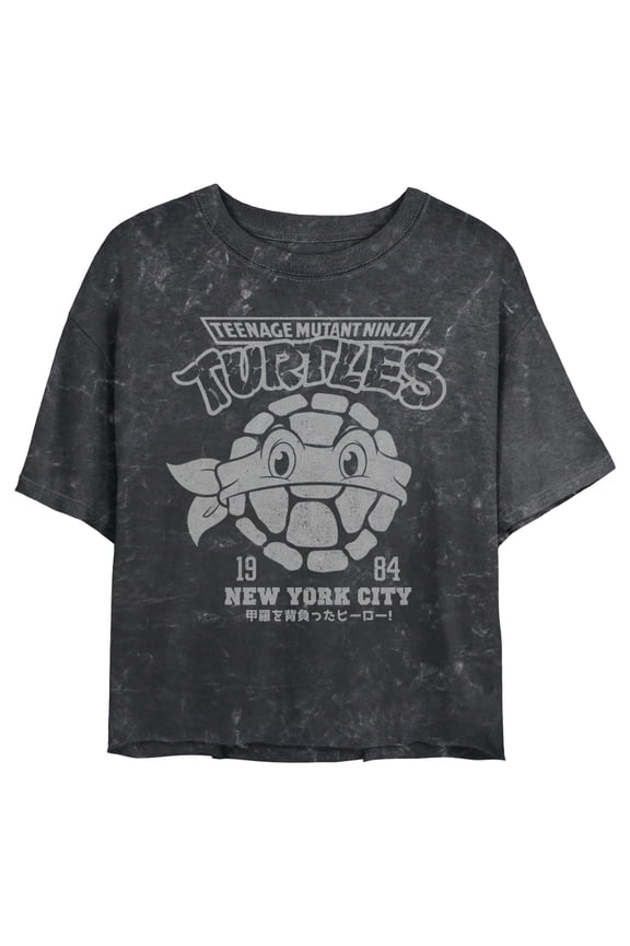 Junior's Teenage Mutant Ninja Turtles New York City 1984 Logo Graphic Crop T-Shirt Black 2X Large