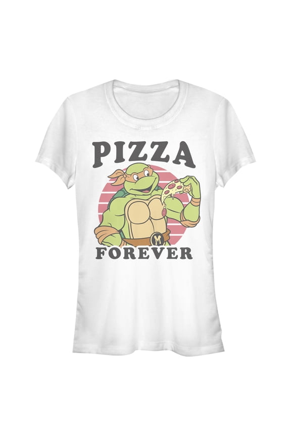 Junior's Teenage Mutant Ninja Turtles Pizza Forever Graphic Tee White Large