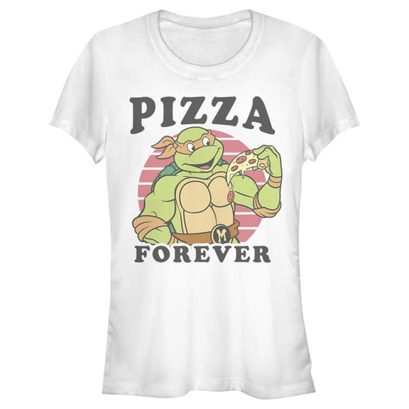 Junior's Teenage Mutant Ninja Turtles Pizza Forever  Graphic Tee White Small