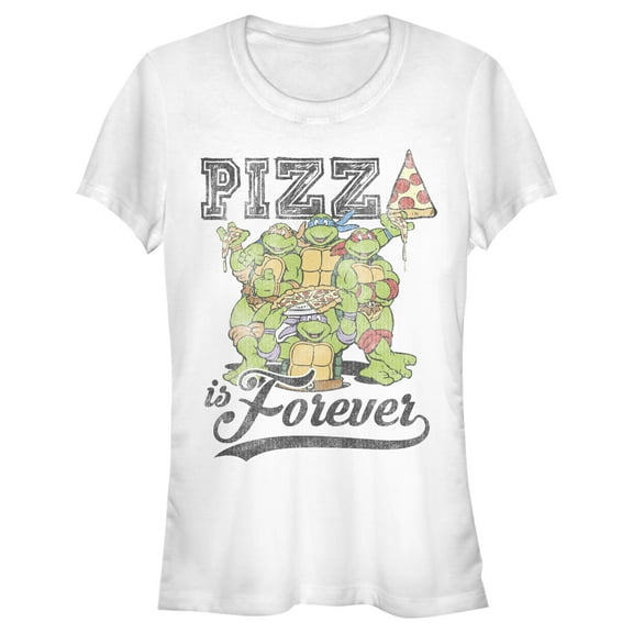 Junior's Teenage Mutant Ninja Turtles Pizza Is Forever  Graphic Tee White Medium