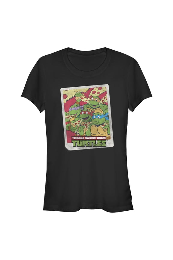 Junior's Teenage Mutant Ninja Turtles Pizza Lovers Retro Photo  Graphic Tee Black Large