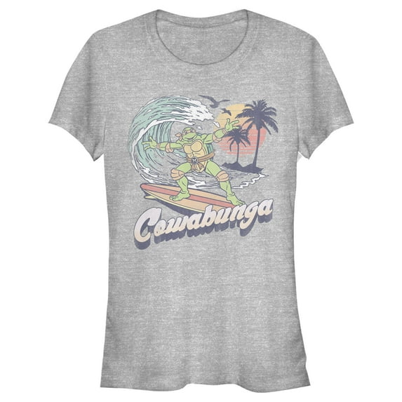 Junior's Teenage Mutant Ninja Turtles Retro Cowabunga Michelangelo Graphic Tee Athletic Heather 2X Large