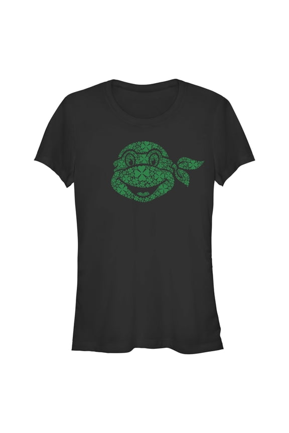 Junior's Teenage Mutant Ninja Turtles St. Patrick's Day Michelangelo Shamrock Fill Graphic Tee Black Small