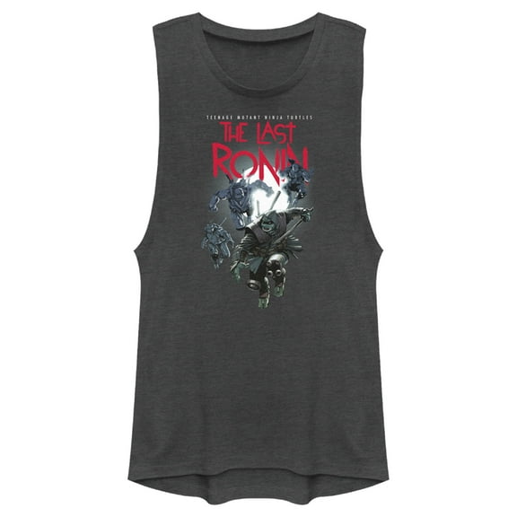 Junior's Teenage Mutant Ninja Turtles The Last Ronin Issue 4 Large Cover Festival Muscle Graphic Tee Charcoal Small