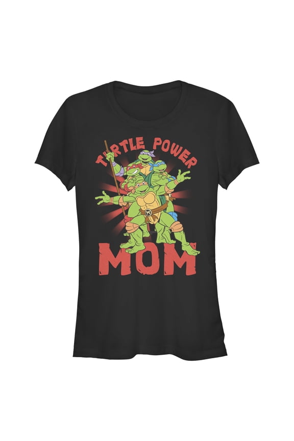Junior's Teenage Mutant Ninja Turtles Turtle Power Mom Graphic Tee Black 2X Large