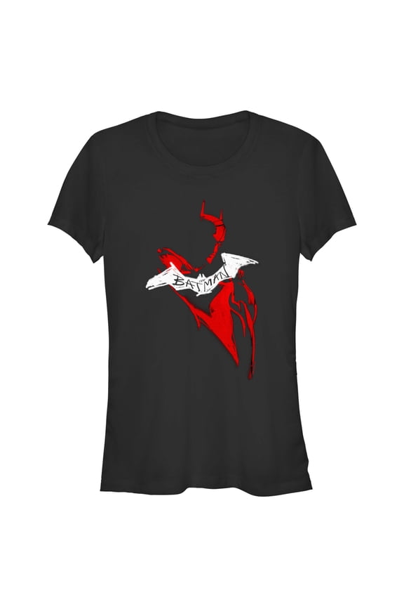 Junior's The Batman Artistic Red & White Graffiti Graphic Tee Black 2X Large