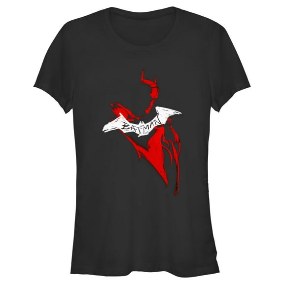 Junior's The Batman Artistic Red & White Graffiti Graphic Tee Black Large