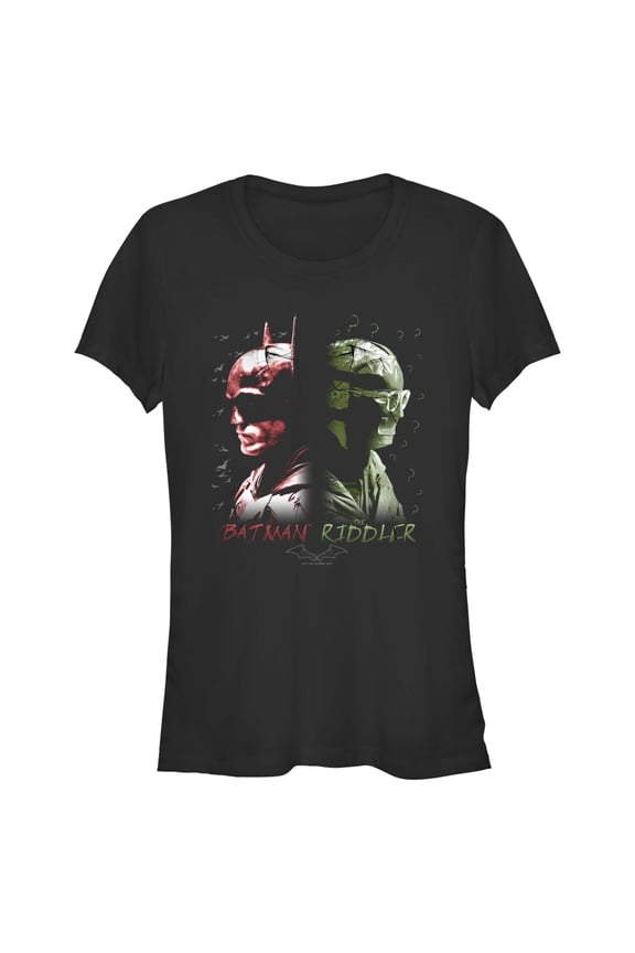 Junior's The Batman Riddler Back to Back Graphic Tee Black Medium