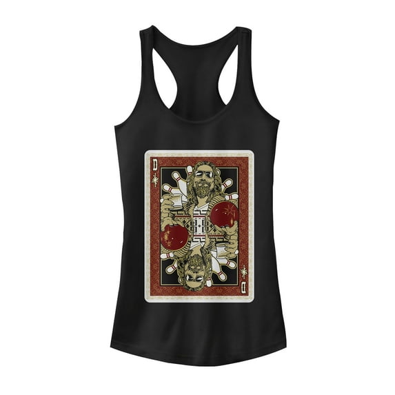 Junior's The Big Lebowski Dude Playing Card Racerback Tank Top Black Small