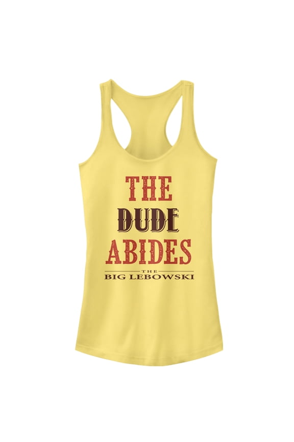 Junior's The Big Lebowski The Dude Abides Racerback Tank Top Banana Medium