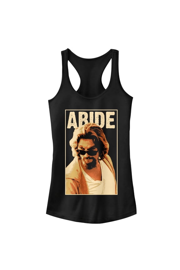 Junior's The Big Lebowski The Dude Abides Sunglasses Pose  Racerback Tank Top Black X Large