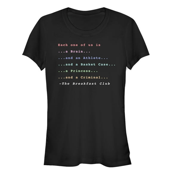 Junior's The Breakfast Club Each One Of Us Stereotype  Graphic Tee Black Medium
