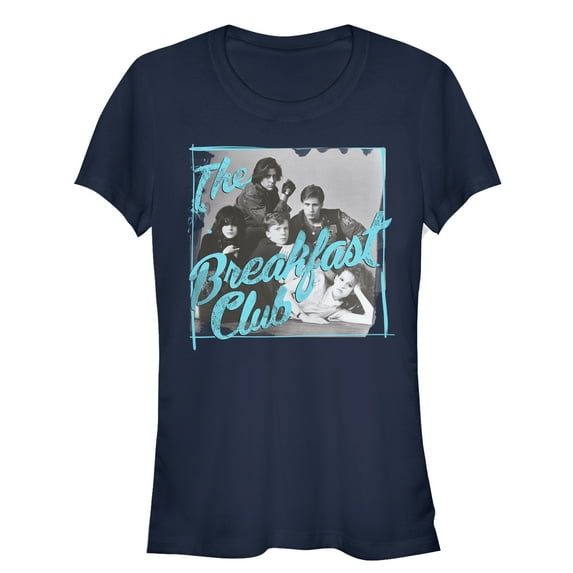 Junior's The Breakfast Club Grayscale Character Pose Graphic Tee Navy Blue Large