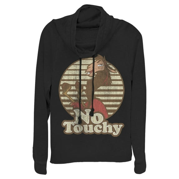 Junior's The Emperor's New Groove Kuzco No Touchy Cowl Neck Sweatshirt Black X Large