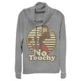 thumbnail image 1 of Junior's The Emperor's New Groove Kuzco No Touchy  Cowl Neck Sweatshirt Gray Heather 4X Large, 1 of 3