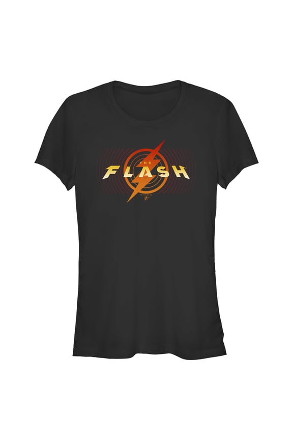 Junior's The Flash Animated Yellow Logo Graphic Tee Black Medium
