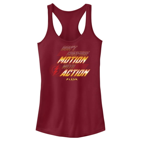 Junior's The Flash Don't Confuse Motion Racerback Tank Top Scarlet Small