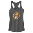 thumbnail image 1 of Junior's The Flash Gold Lightning Emblem  Racerback Tank Top Charcoal X Large, 1 of 4