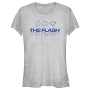 Juniors The Flash Heroes Classic Blue Emblems Graphic Tee Athletic Heather Large