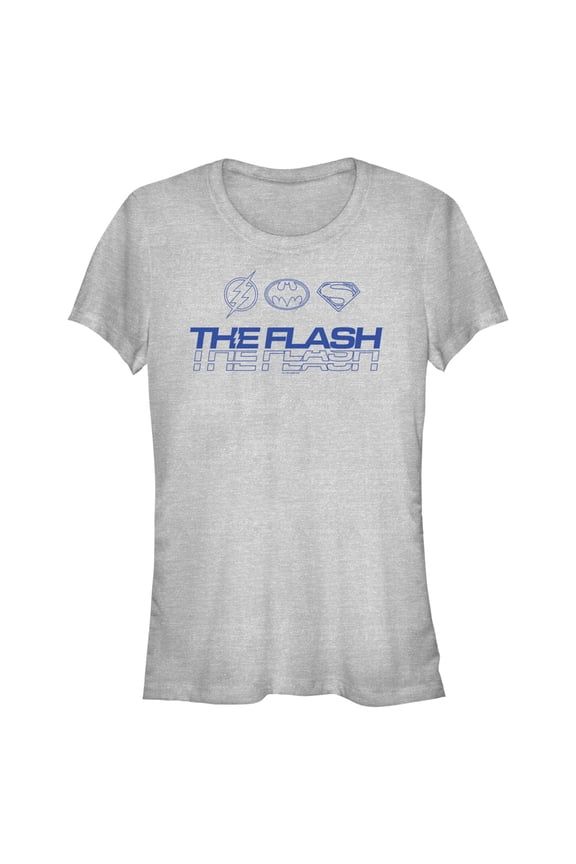 Junior's The Flash Heroes Classic Blue Emblems  Graphic Tee Athletic Heather Medium