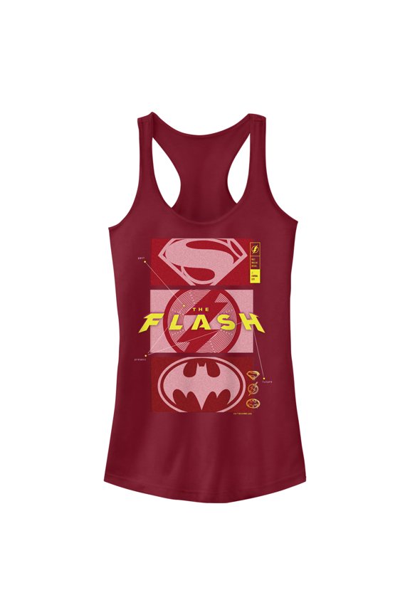 Junior's The Flash Justice Heroes Logo Racerback Tank Top Scarlet Small