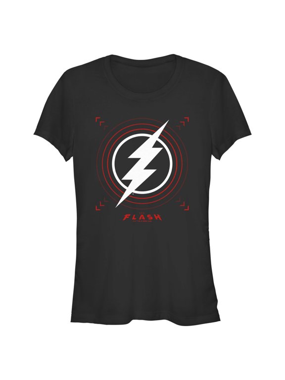 Junior's The Flash Large Lightning Bolt Stamp Graphic Tee Black Small