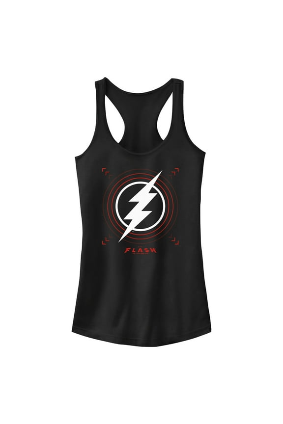 Junior's The Flash Large Lightning Bolt Stamp  Racerback Tank Top