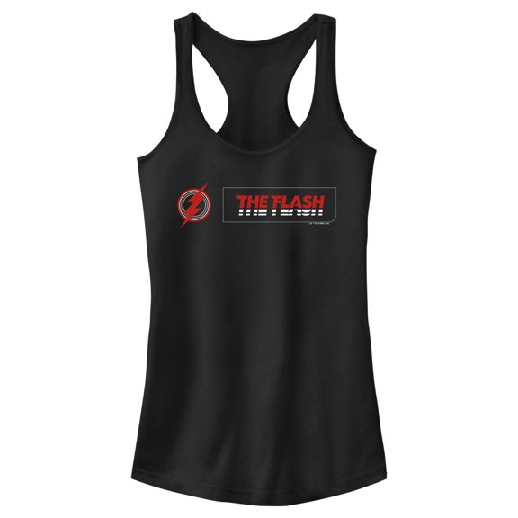 Junior's The Flash Lightning Bolt Title Movie Racerback Tank Top Black Large