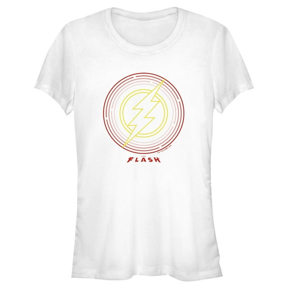 Junior's The Flash Neon Lightning Bolt Stamp  Graphic Tee White Large