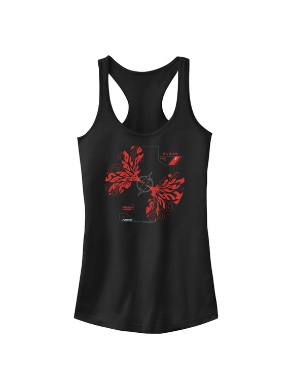 Junior's The Flash Past, Present, and Future Collage Racerback Tank Top Black X Small