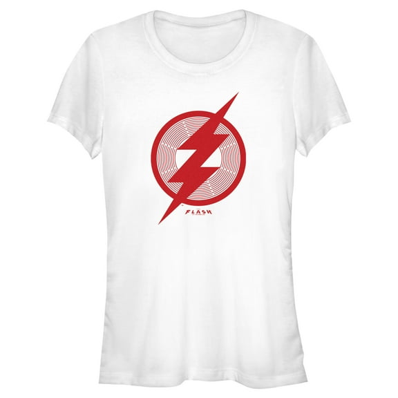 Junior's The Flash Red Lightning Bolt Symbol Graphic Tee White 2X Large