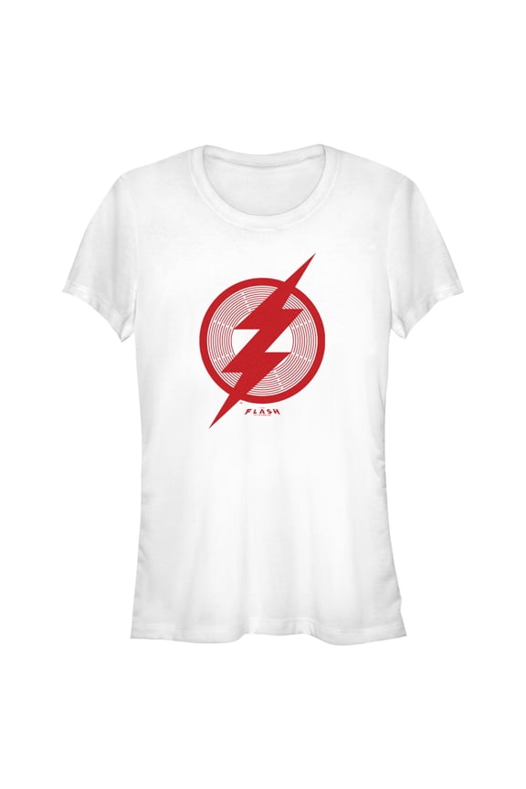 Junior's The Flash Red Lightning Bolt Symbol Graphic Tee White Large