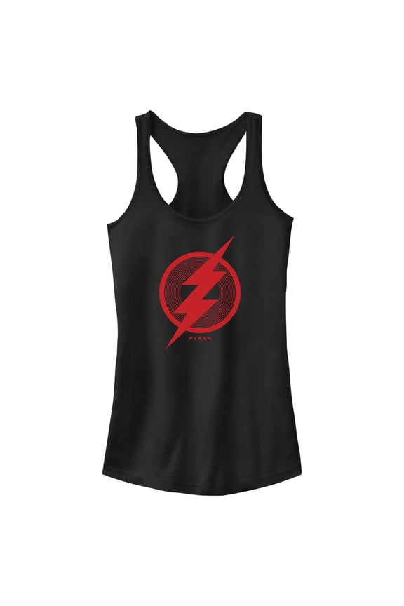 Junior's The Flash Red Lightning Bolt Symbol Racerback Tank Top Black Medium