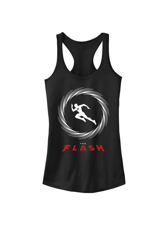 Junior's The Flash Speedster Barry Allen Silhouette Racerback Tank Top Black 2X Large