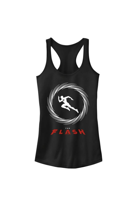 Junior's The Flash Speedster Barry Allen Silhouette  Racerback Tank Top Black Medium