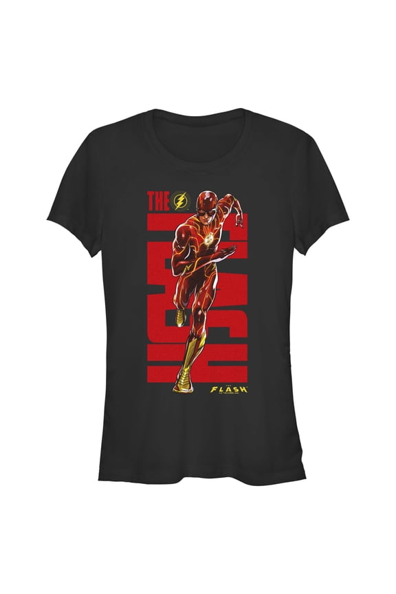 Junior's The Flash Speedster Bold Red Logo Graphic Tee Black Large