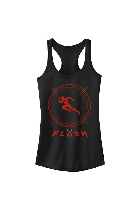 Junior's The Flash Speedster Red Silhouette Racerback Tank Top Black Small