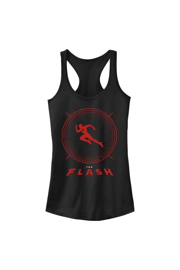 Junior's The Flash Speedster Red Silhouette Racerback Tank Top Black X Small