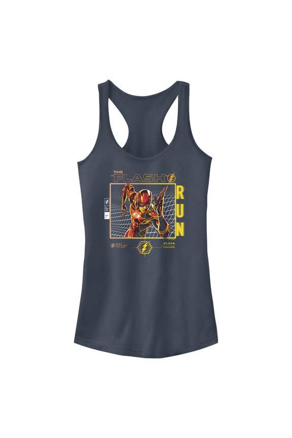 Junior's The Flash Speedster Run  Racerback Tank Top Indigo Small