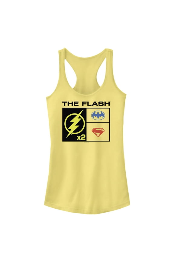 Junior's The Flash Team Members Logo Boxed Racerback Tank Top Banana X Large