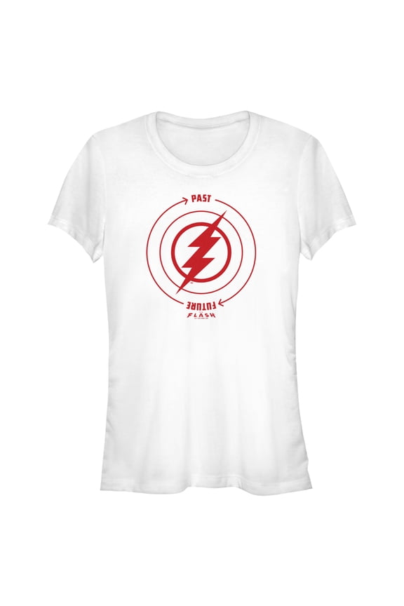 Junior's The Flash Time Travel Lightning Bolt Graphic Tee White Small